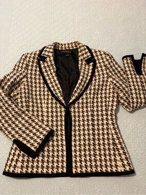 Kasper Black, Brown & Cream Houndstooth Blazer